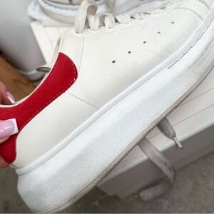 Alexander Mcqueen White Sneakers with Red Accent